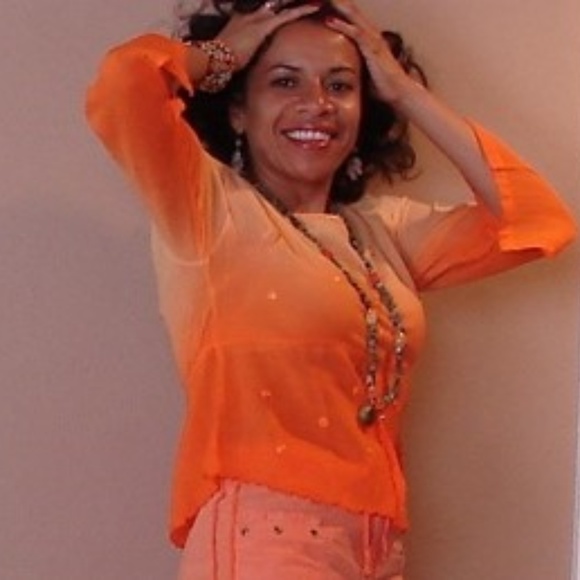 Exotic Tangerine Ruby N Style Bohemian Blouse - Picture 2 of 7